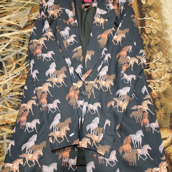 Rock & Roll Cowgirl Horse Print Blazer - Black and Brown - Picture 7 of 8